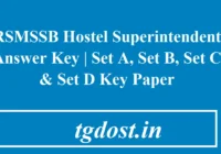 RSMSSB Hostel Superintendent Answer Key